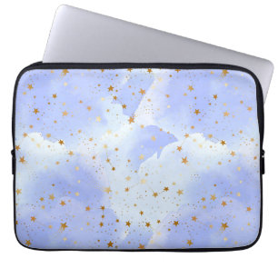 Lavendar Golden Star Pattern Laptop Sleeve