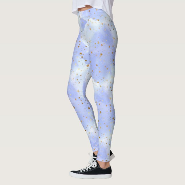 Lavendar Golden Star Pattern Leggings (Left)