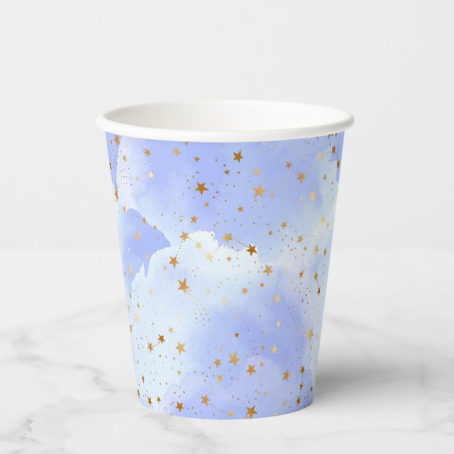 Lavendar Golden Star Pattern Paper Cups (Front)