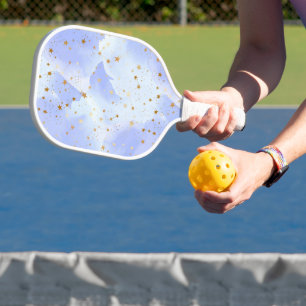 Lavendar Golden Star Pattern Pickleball Paddle