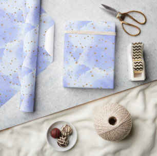 Lavendar Golden Star Pattern Wrapping Paper