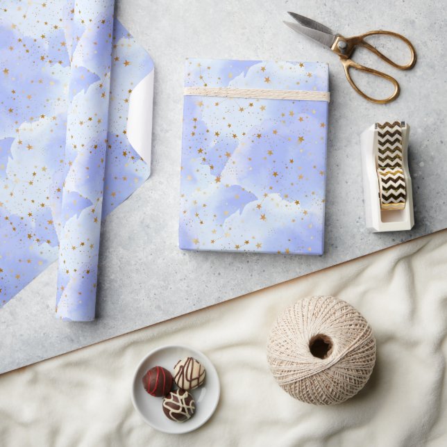 Lavendar Golden Star Pattern Wrapping Paper (Crafts)