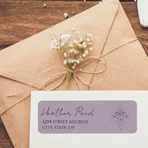 Lavendar Moth Moon Phase Return Address label