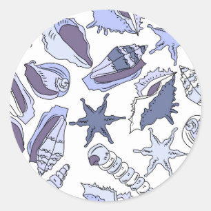 Lavendar Seashells Classic Round Sticker