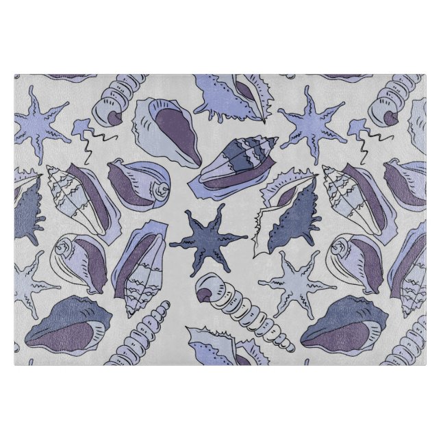 Lavendar Seashells Cutting Board (Front)