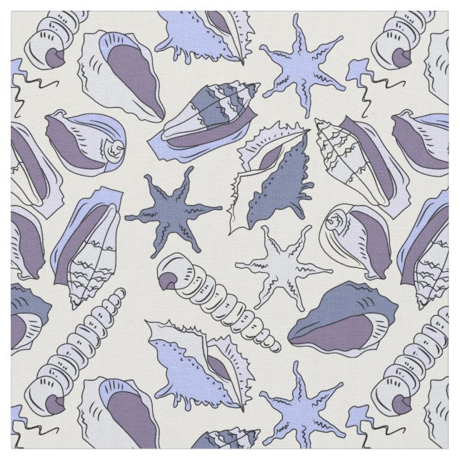 Lavendar Seashells Fabric (Close Up)