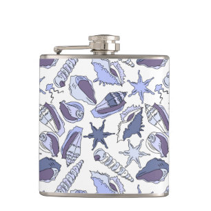 Lavendar Seashells Hip Flask