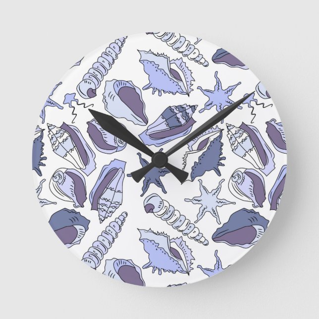 Lavendar Seashells Round Clock (Front)