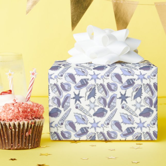 Lavendar Seashells Wrapping Paper (Birthday Party)