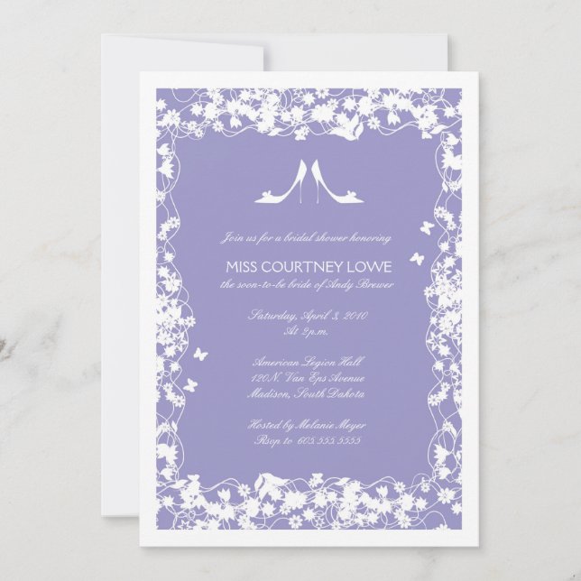 Lavendar Shoes Bridal Shower Invitation (Front)
