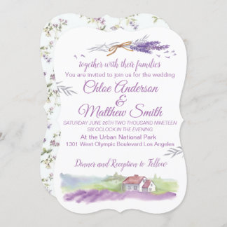 Lavendar Water Colour Wedding Invitation