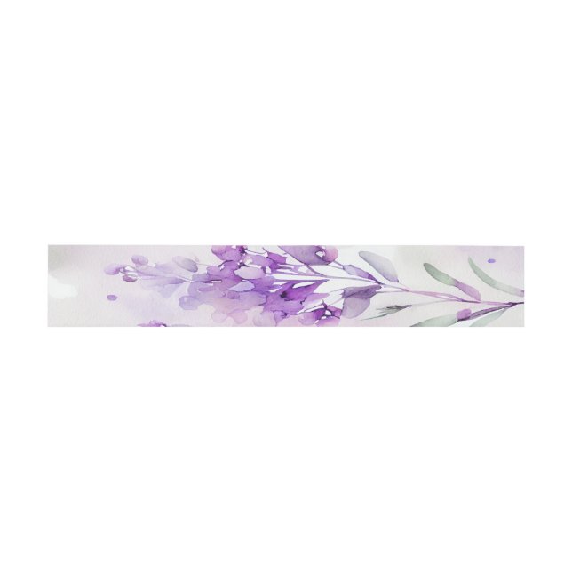Lavendar Watercolor Soap Label Wrap Around Invitation Belly Band (Flat)