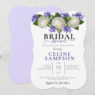 Lavendar & White Floral Bridal Shower  Invitation