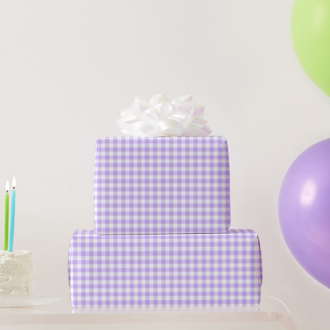 Lavendar White Gingham Birthday Shower Wedding Wrapping Paper (Party Gifts)