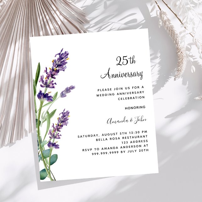 Lavender 25th wedding anniversary invitation (Creator Uploaded)