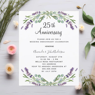 Lavender 25th wedding anniversary invitation