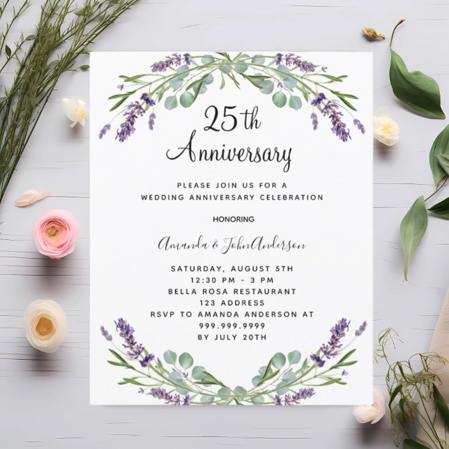 Lavender 25th wedding anniversary invitation (Creator Uploaded)