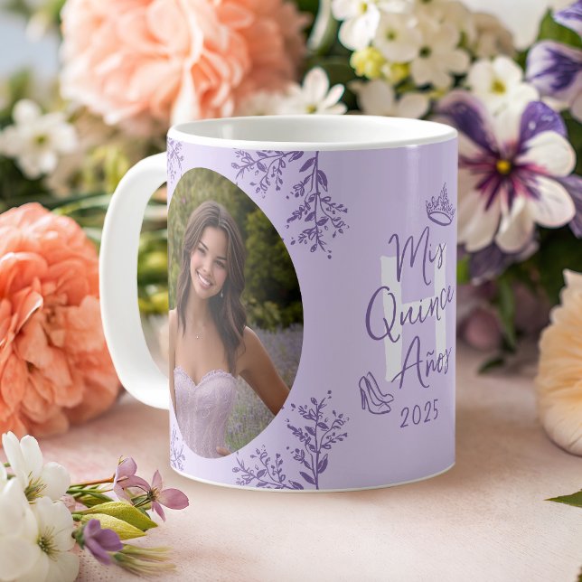 Lavender 2 Photo Mis Quince Años Keepsake Coffee Mug (Creator Uploaded)
