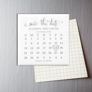 Lavender 5 Rows Calendar Save the Date Wedding Magnet