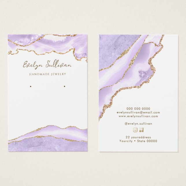 lavender agate jewelry display card (Front & Back)