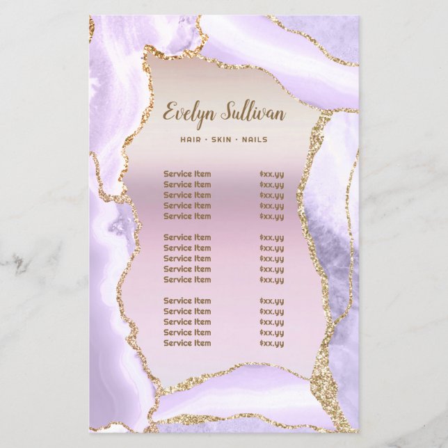 Lavender agate pearlescent foil price list flyer (Front)