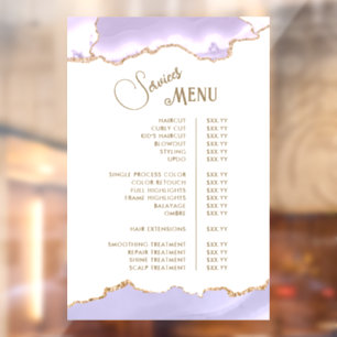 Lavender Agate Services Menu