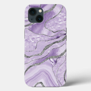 Lavender Agate Silver Glitter Glam #1  iPhone 13 Case