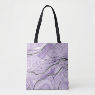 Lavender Agate Silver Glitter Glam #1 Tote Bag
