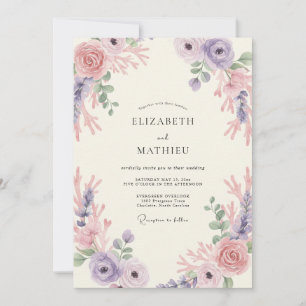 Lavender Airy Watercolor Floral Wedding Invitation