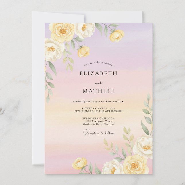 Lavender Airy Watercolor Wedding Invitation (Front)