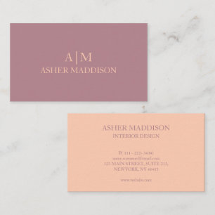 Lavender And Apricot Elegant Minimal Monogram Business Card