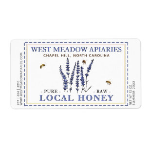 Lavender and Bees Honey Label Dashed Border