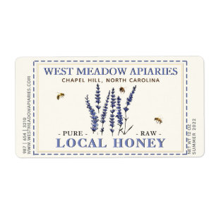 Lavender and Bees Honey Label Dashed Border
