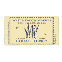 Lavender and Bees Honey Label Dashed Border