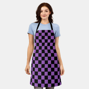 Lavender and Black Checkered Pattern  Apron