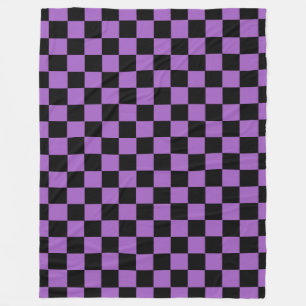 Lavender and Black Checkered Pattern   Fleece Blanket