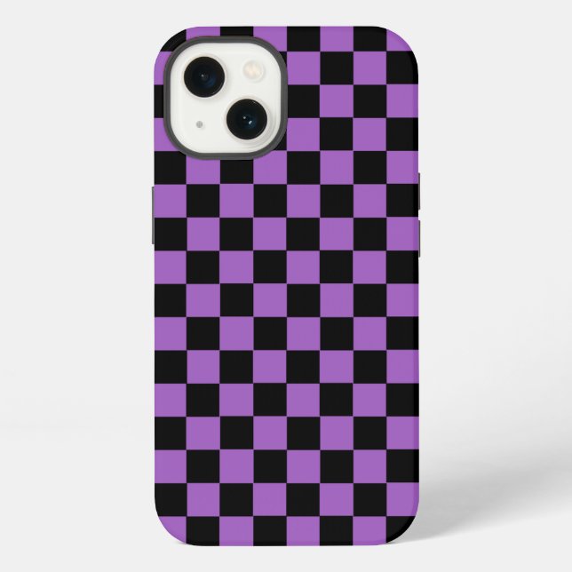 Lavender and Black Chequered Pattern   iPhone Case (Back)