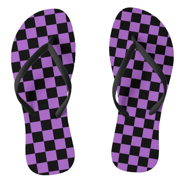 Lavender and Black Chequered Pattern  Jandals (Footbed)