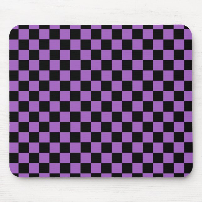 Lavender and Black Chequered Pattern  Mouse Pad (Front)