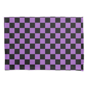 Lavender and Black Chequered Pattern Pillowcase