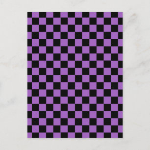 Lavender and Black Chequered Pattern  Postcard