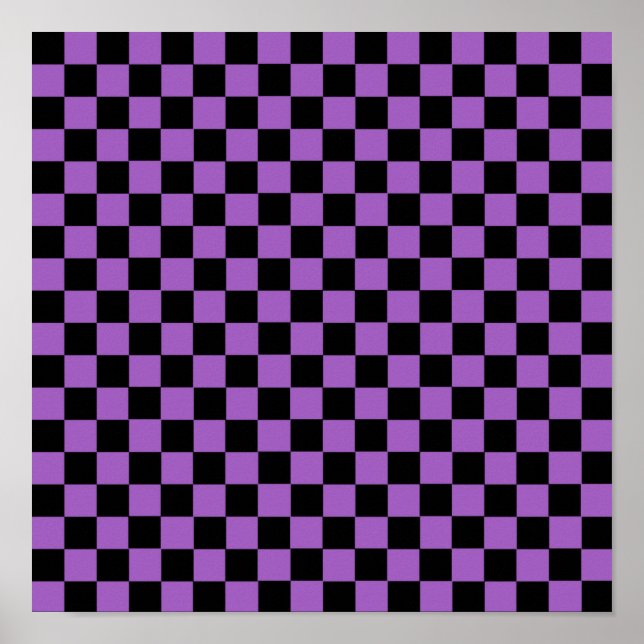 Lavender and Black Chequered Pattern  Poster (Front)