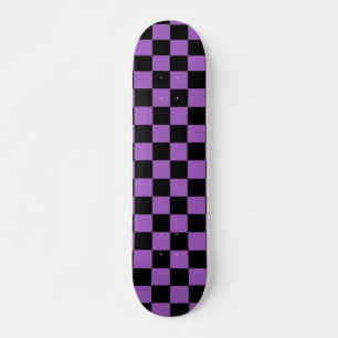 Lavender and Black Chequered Pattern Skateboard