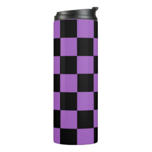 Lavender and Black Chequered Pattern  Thermal Tumbler
