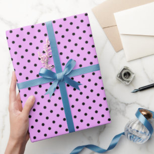 Lavender and Black Polka Dots Wrapping Paper