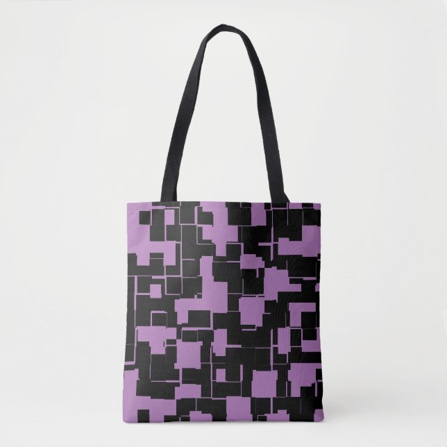 Lavender and Black Trendy Pattern Tote Bag (Front)