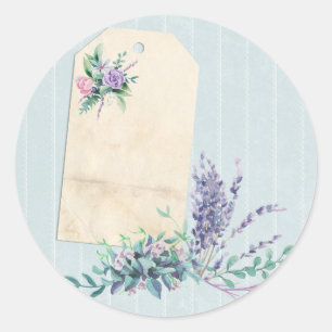 Lavender and Blue Stripe Scrapbook Embellishment Classic Round Sticker