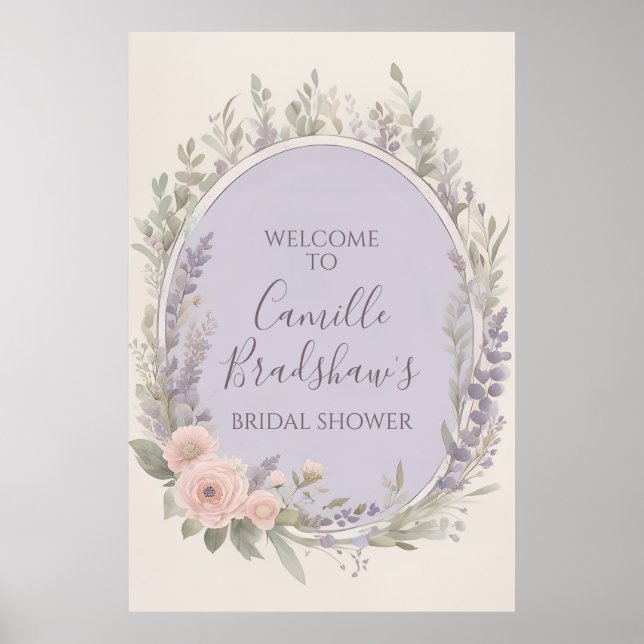 Lavender and Blush Floral Welcome Sign (Front)
