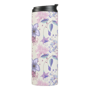 Lavender and Blush Pastel Botanical Floral Pattern Thermal Tumbler