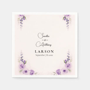 Lavender and Blush Rose Wedding Napkins